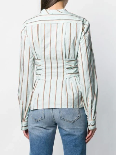 Shop Pinko Stripped Blouse In Green