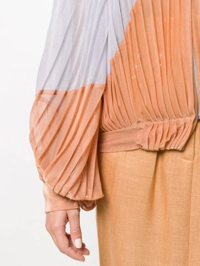 Shop Atu Body Couture Pleated Two-tone Jacket In Orange