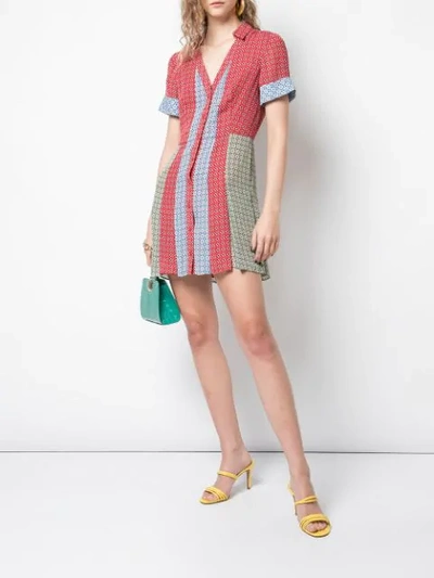 Shop Alice And Olivia Colour Block Shirt Dress In Red