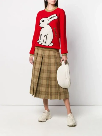 Shop Gucci Rabbit Embroidered Sweater In Red