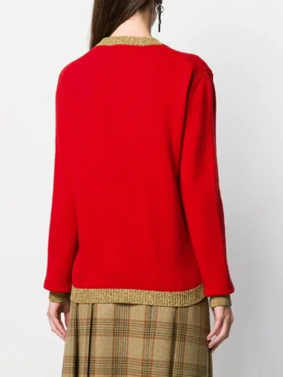 Shop Gucci Rabbit Embroidered Sweater In Red
