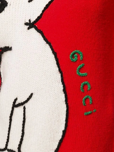 Shop Gucci Rabbit Embroidered Sweater In Red
