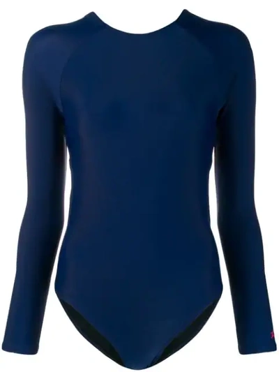 Shop Perfect Moment Long-sleeved Swimsuit In Blue