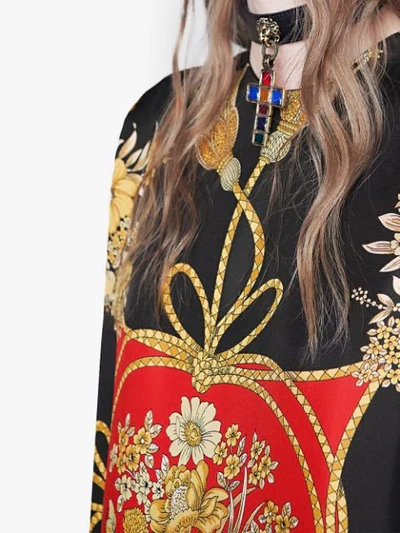 Shop Gucci Baroque Print Silk Sleeveless Tunic - Black