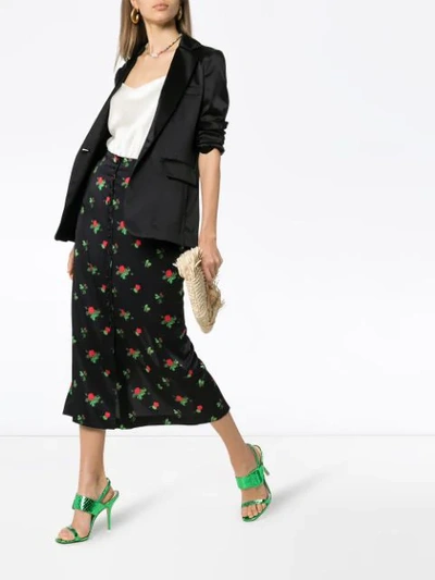 Shop Bernadette June Floral Print Midi Skirt In Black