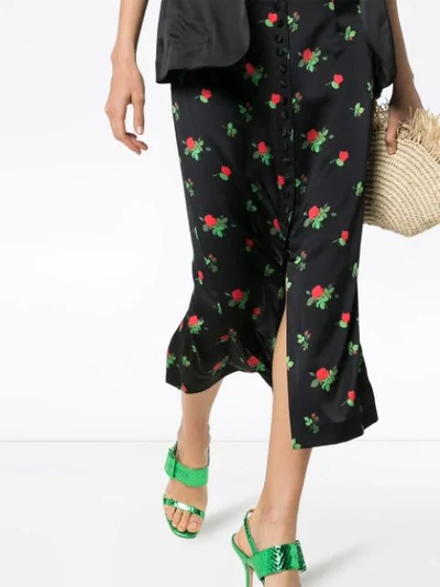 Shop Bernadette June Floral Print Midi Skirt In Black