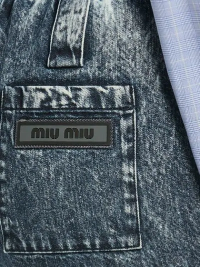 Shop Miu Miu Marbleised Denim Jeans In Blue