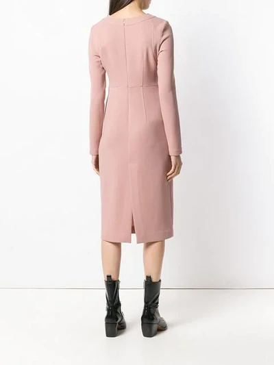 Shop P.a.r.o.s.h Long Sleeve Fitted Dress In Pink