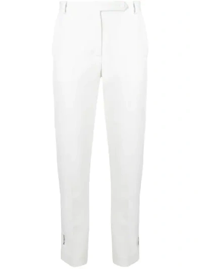 Shop Styland Logo Printed Tailored Trousers In White
