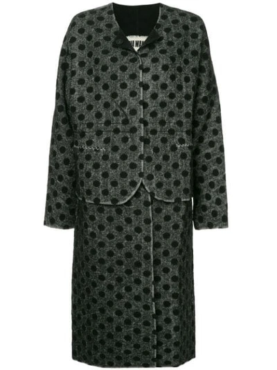 Shop Uma Wang Polka Dot Single Breasted Coat In Grey