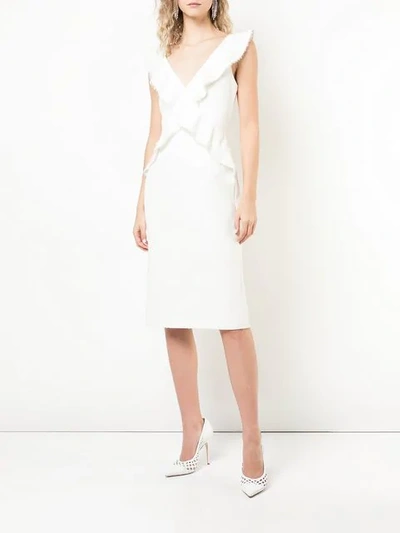 Shop Jason Wu Collection Ruffle Neck Dress In White