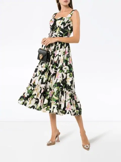 Shop Dolce & Gabbana Lily Printed Midi Dress In Multicolour