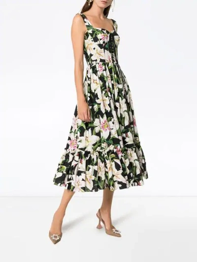 Shop Dolce & Gabbana Lily Printed Midi Dress In Multicolour