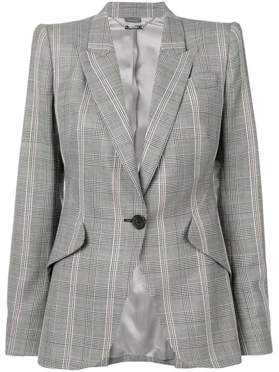 Shop Alexander Mcqueen Checked Blazer In Grey