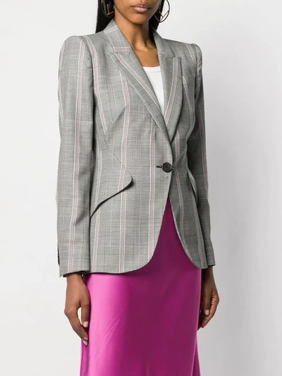 Shop Alexander Mcqueen Checked Blazer In Grey