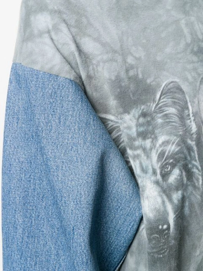 Shop Night Market Denim Sleeve Wolf Top - Blue