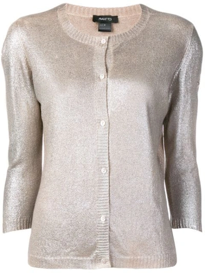 Shop Avant Toi Glitter Effect Cardigan In Neutrals