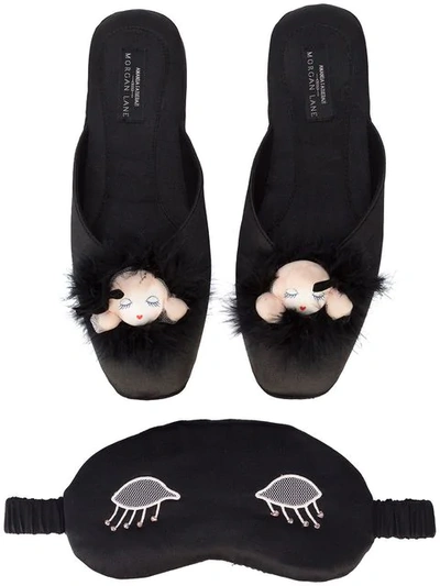 Shop Morgan Lane Slippers, Mask And Robe Gift Set In Black