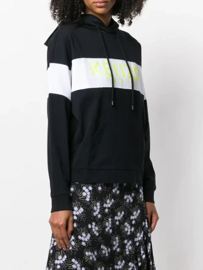 Shop Kenzo Logo Print Hoodie In Black