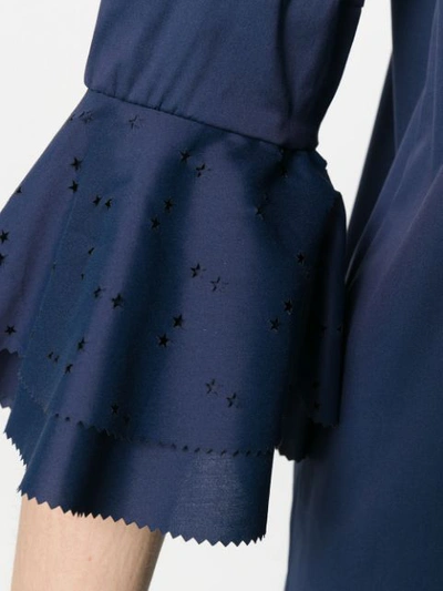 Shop Kristina Ti Frill Cuffs Mini Dress In Blue
