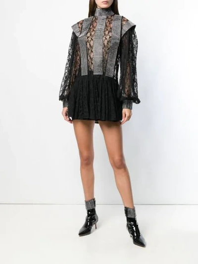 Shop Christopher Kane Crystal Lace Godet Dress In Black