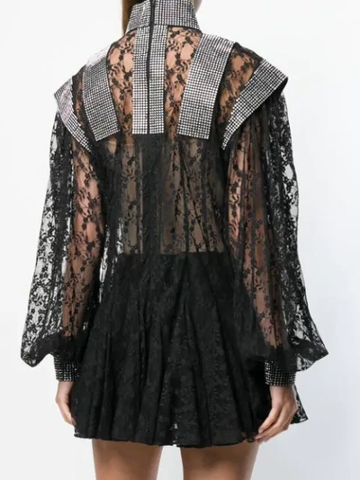 Shop Christopher Kane Crystal Lace Godet Dress In Black