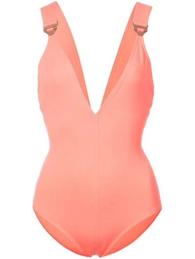 Shop Eres Edge Crew Plunging V-neck Swimsuit In Pink