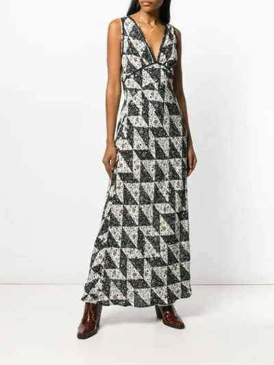 Shop Alexa Chung Bias Floral Tile Print Dress In Black