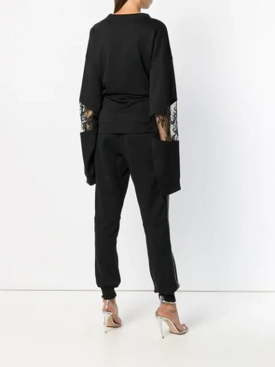 Shop Almaz Lace Insert Sweatshirt - Black