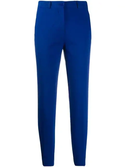 Shop Etro Cropped Skinny Trousers In Blue