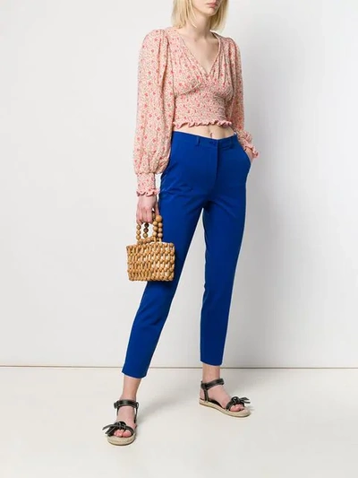Shop Etro Cropped Skinny Trousers In Blue