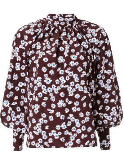 Shop Anna October Daisy Print Blouse In Brown