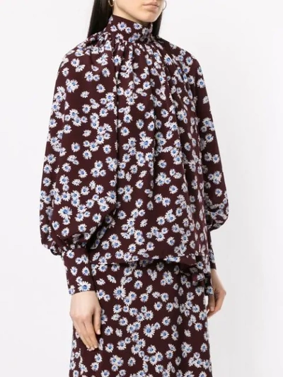 Shop Anna October Daisy Print Blouse In Brown