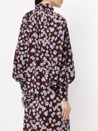 Shop Anna October Daisy Print Blouse In Brown