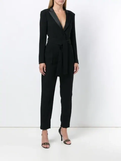 Shop Pinko Longsleeved Tie Waist Jumpsuit In Black