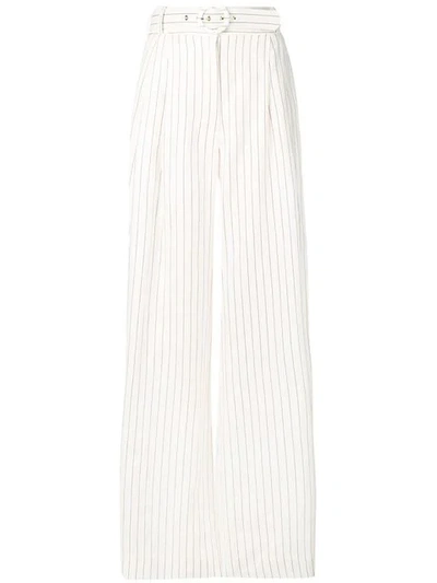 Shop Zimmermann Striped Palazzo Trousers In White