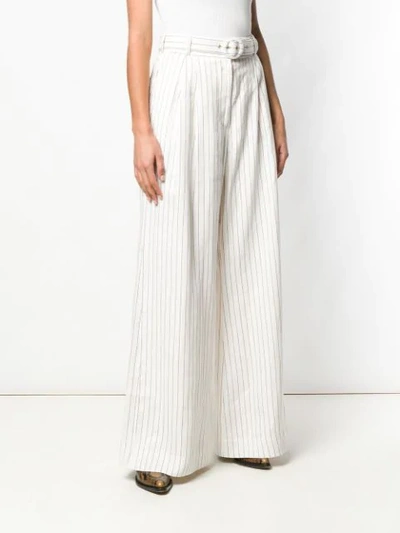 Shop Zimmermann Striped Palazzo Trousers In White