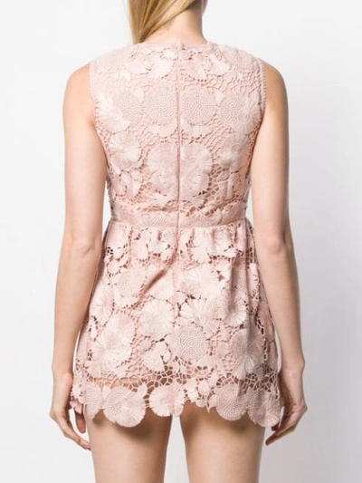 Shop Red Valentino Lace Playsuit In Neutrals