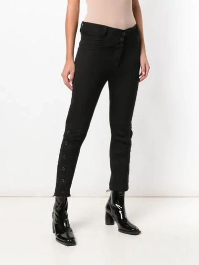 Shop Ann Demeulemeester Buttoned Skinny Trousers In Black