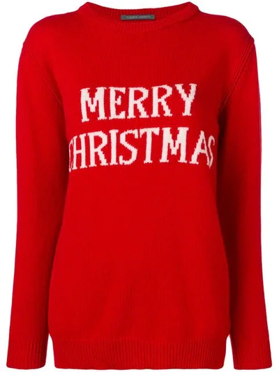 Shop Alberta Ferretti Merry Christmas Knitted Jumper In Red