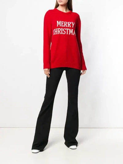 Shop Alberta Ferretti Merry Christmas Knitted Jumper In Red