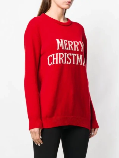 Shop Alberta Ferretti Merry Christmas Knitted Jumper In Red