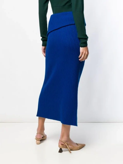 Shop Jacquemus Folded Knitted Skirt In Blue