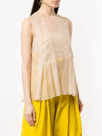 Shop Abadia Pleated Flow Top In Neutrals