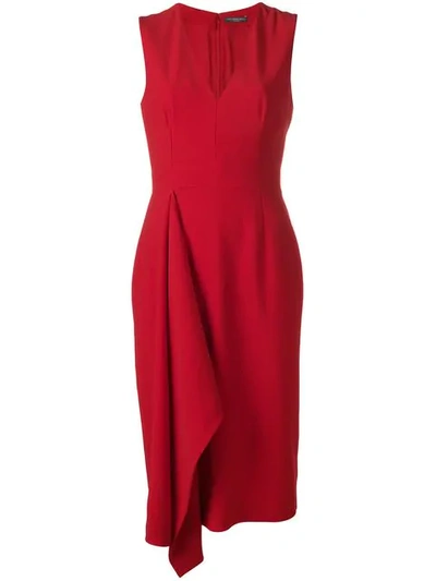 Shop Alexander Mcqueen Sleeveless Ruffle Midi Dress In Red