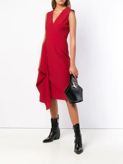 Shop Alexander Mcqueen Sleeveless Ruffle Midi Dress In Red