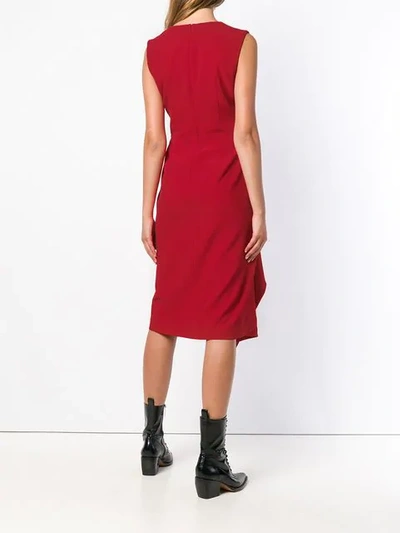 Shop Alexander Mcqueen Sleeveless Ruffle Midi Dress In Red