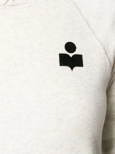 Shop Isabel Marant Étoile Long Sleeved Logo Hoodie In Neutrals