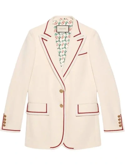 Shop Gucci Contrast Trim Blazer In White