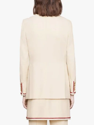 Shop Gucci Contrast Trim Blazer In White